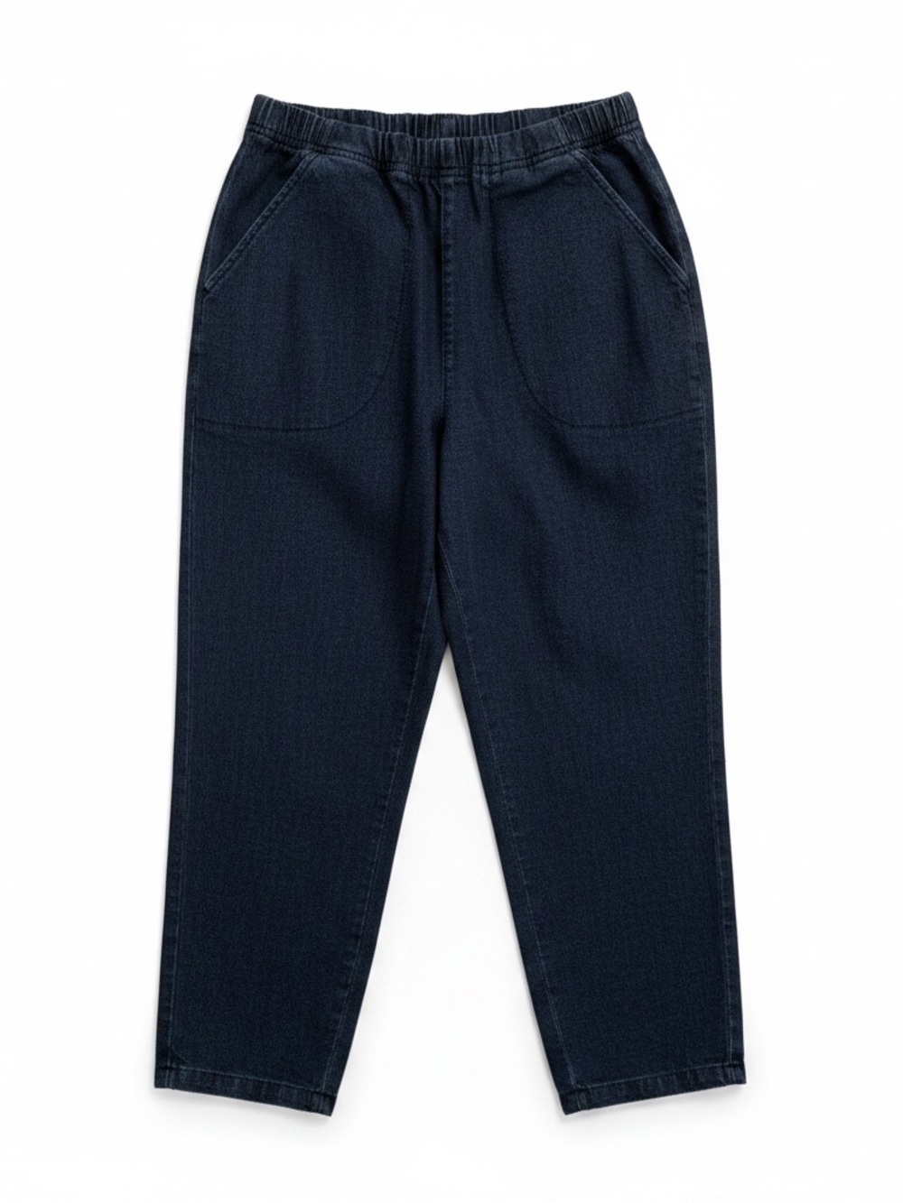 Barrel Leg Denim Pants High Rise Pull On Elastic Waist Utility Jeans Size L - Picture 4 of 8